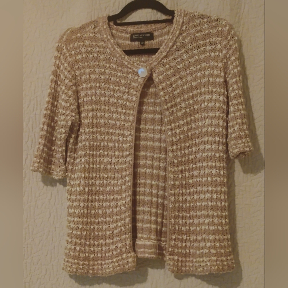 Jones New York Multicolor Knit Short-Sleeve Cardigan